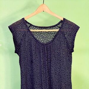 Sheer Dark Blue LOFT Short Sleeve top